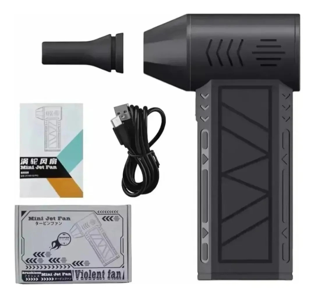 Mini Soplador Turbo Jet Inalámbrico Para Barberia, Fogata Negro