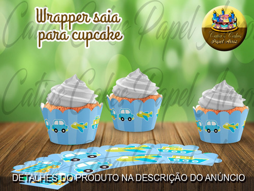  50 Wrappers Saia Para Mini Cupcakes Menino Transportes