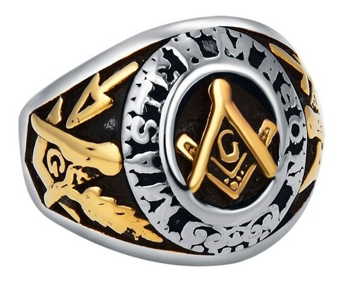 Anillo Mason Logia Color Plata Acero Inoxidable Para Hombre