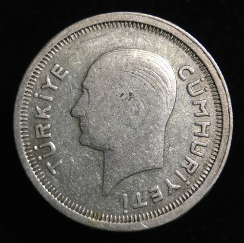 Turquia, 25 Kurus, 1935. Plata. Kemal Ataturk. Vf