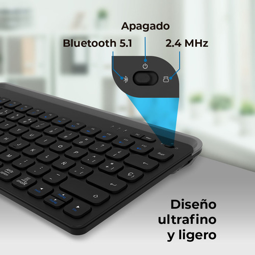 Teclado Multidispositivo Inalámbrico Inspire Trek Ti737 Teclado Negro Idioma Español Latinoamérica