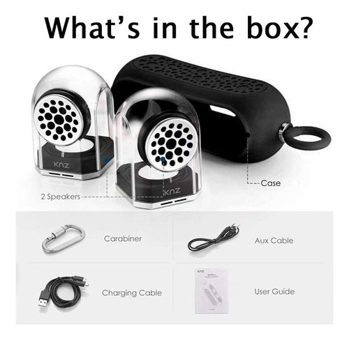 Altavoces Inalambrico Knz Goduo Bluetooth ,clear Funda Negra