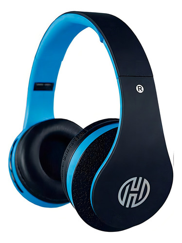 Headphone Hoopson Bluetooth Preto Azul Com Radio Fm F-038 P