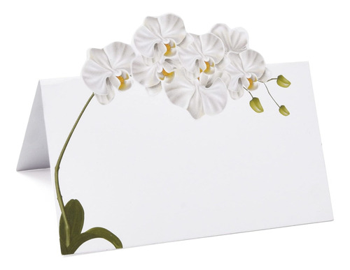 100 Tarjeta Lugar Floral Orquidea Blanca Para Boda Mesa 2 X