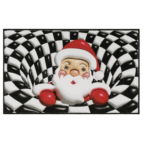 Christmas Door Mats 2'x3' Black&white Plaid Non-slip Fl...