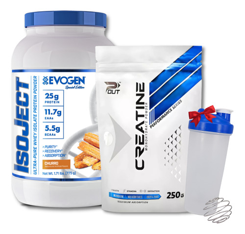 Isoject Evogen 2lbs + Creatina Pout 250g + Shaker