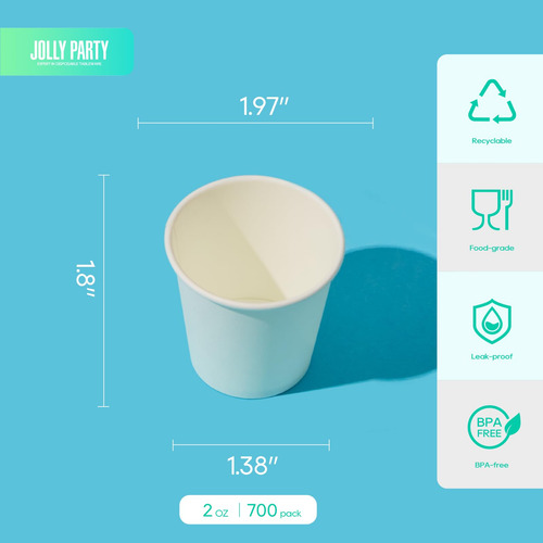 Vasos De Baño Paper Cups Jolly Party, 60 Ml, 700 Unidades, C