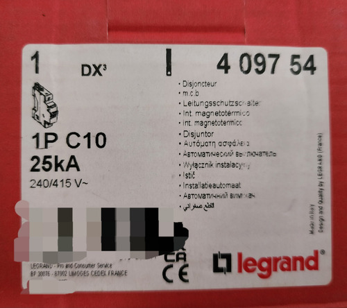 Interruptor Automatico 1p 10a Curv C 25ka Ref 409754 Legrand