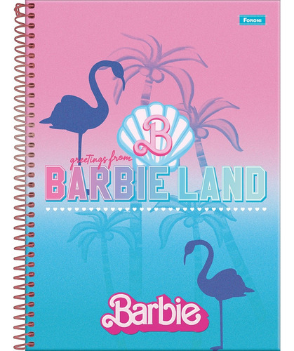 Caderno Barbie 1 Matéria Universitário Espiral Foroni Capa 1