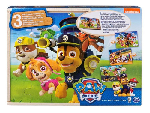 Rompecabeza X3 Paw Patrol Madera