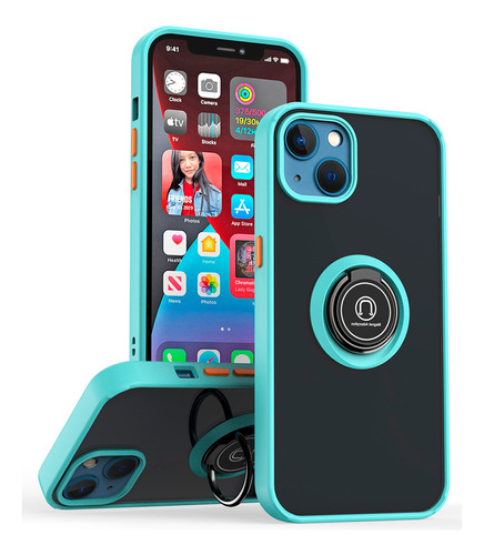 Funda Para Tecno Spark Go 2023 Ahumado Con Anillo Celeste