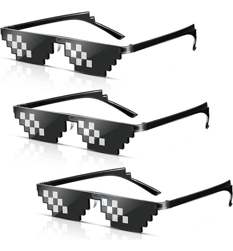 Jdd 3 Pack Whole Thug Life 8 Bits Pixelated Meme Party Gafas