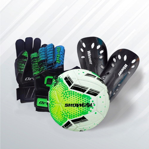 Kit Pelota Torneo + Canilleras + Guantes De Fútbol