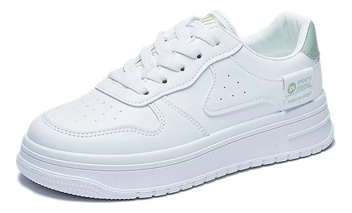 Zapatos Blancos Informales Clásicos De Cuero Pu Para Mujer