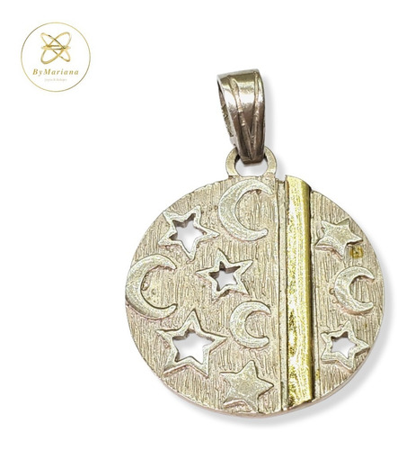 Dije Plata Y Oro Lunas Y Estrellas Calado