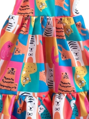 Imagem 3 de 5 de Vestido Infantil Rodado Princesa Colorido Verão