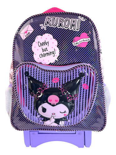 Mochila Ruedas, Llantas Kuromi, Sanrio Hello Kitty Primaria Morado Kuromi