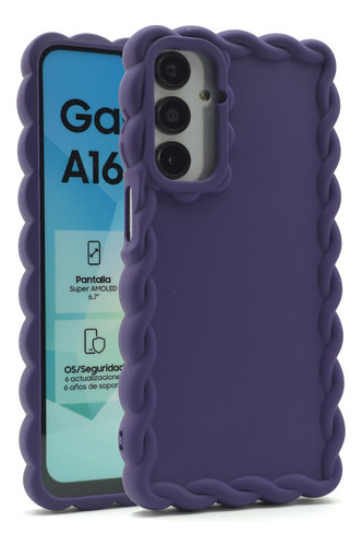 Funda + Mica Para Samsung A16 Case Protector Carcasa Rudo Crochet - Violeta Samsung A16