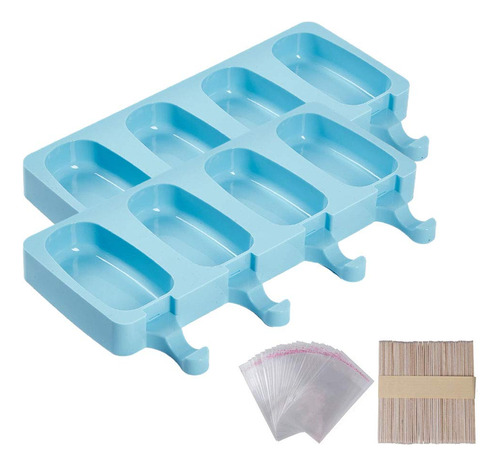 2 Mold Silicona Para Paleta 4 Ovalado 50 Palito Madera Bolsa