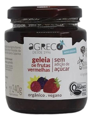 Kit 3x: Geleia Frutas Vermelhas Orgânica S/açúcar Agreco