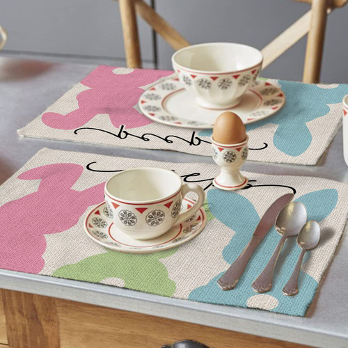 Juego De Servilletas De Mesa Con Diseño De Conejito De Pascu