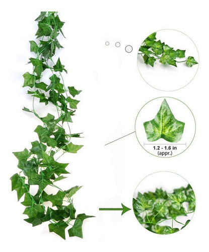 Hojas De Hiedra Artificial Plantas Falsas Decor De Vid 24pzs