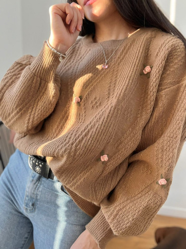 Sweater Importado De Mujer Bordado Super Suave Y Calentito