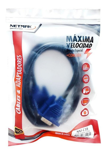 Imagen 2 de 5 de Cable Vga Netmak Monitor M/m 1.5m Hd Nm-c18