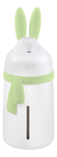 Humidificador Difusor De Aromas Diseño De Conejo Con Bufanda Con Luz Led Slim Company Para Aromaterapia, Sesiones De Relajación, Purificación Del Aire Color Blanco Con Verde