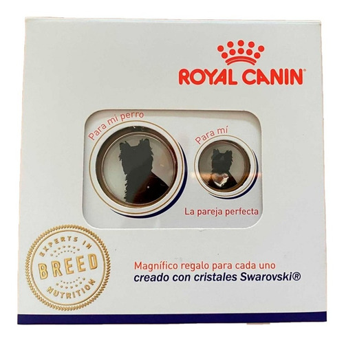 Conjunto Placa Mascota Y Dije Swarovski Royal Canin