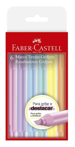 Set 6 Resaltadores Pastel Grifpen Faber Castell - Mosca