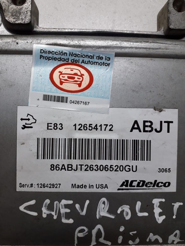 Ecu Computadora Chevrolet Prisma 1.4 Lt 2013 (Usado)