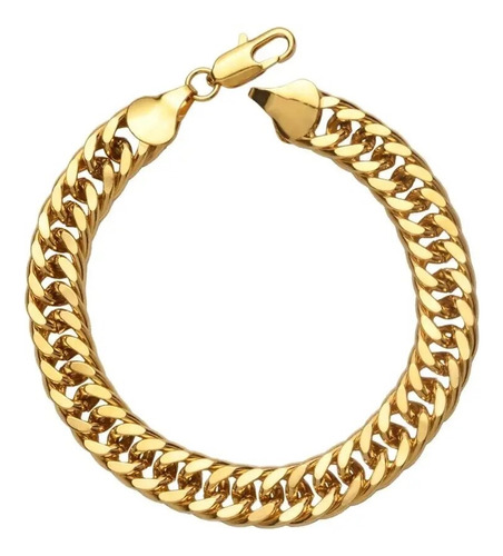 Pulsera Hombre Bañada En Oro Tejida De 12 Mm