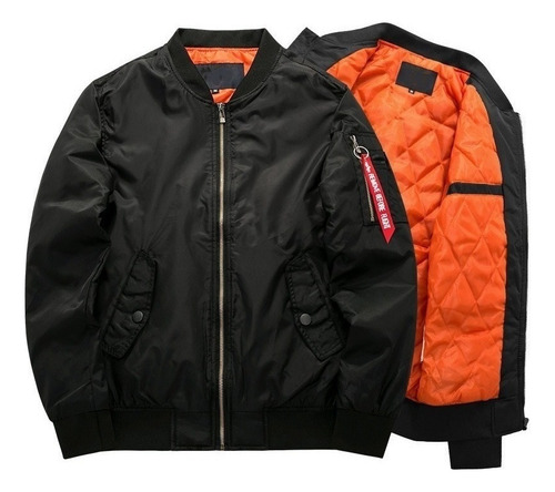 Chamarra Corta Viento Piloto Bomber Negro Armada Vuelo