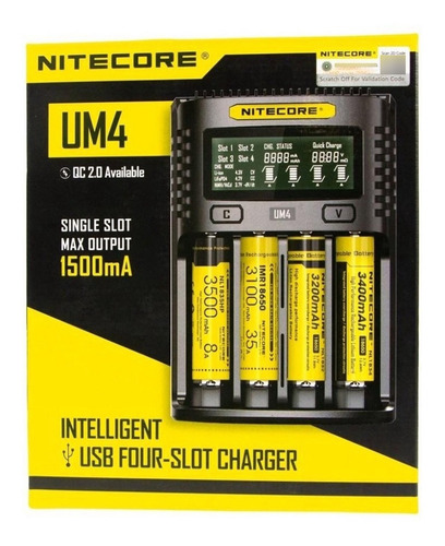 Cargador Um4 Usb Nitecore 4 Slots Display De Estado