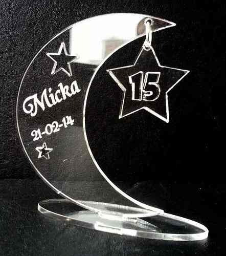 40 Souvenirs Acrilico Media Luna Estrella Cumpleaños 15 Años