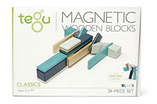 Conjunto De 24 Bloques Magnéticos De Madera De Tegu, Blues