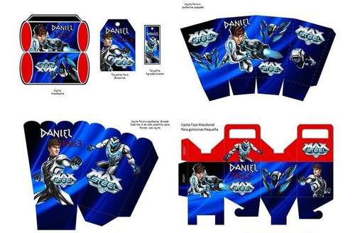 Kit Imprimible Modificable Max Steel Fiesta 3x1