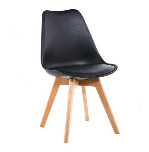 Silla Diseño Eames Acolchonada Blanca Negra - Garageimpo