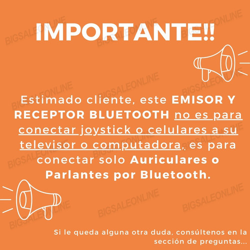 Emisor Receptor Bluetooth Para Tv Smart Ó Pc A Auriculares