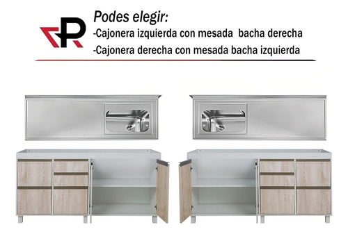 Combo Bajo Mesada 160 Cm + Alacena Ricchezze Sorrento + Mesada Johnson Bacha Simple