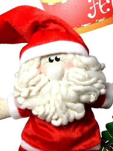 Enfeite Guirlanda Artesanal Feliz Natal Papai Noel Flores