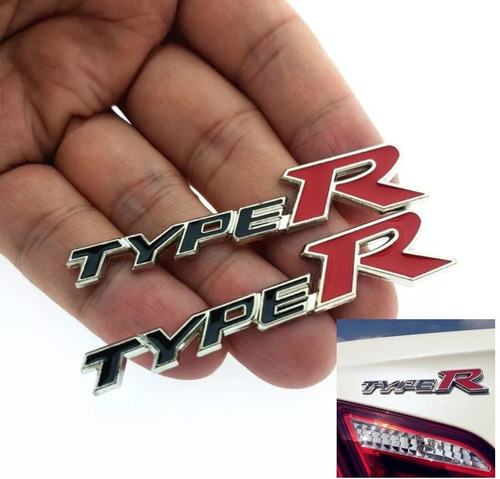 Type R Metalico Emblema Autoadhesivo X 2