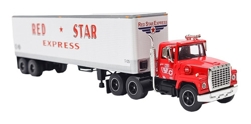 Tráiler A Escala 1/64 Ford Lt-9000 Con Caja Seca Red Star 