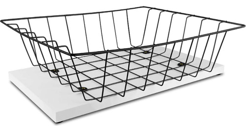 Fruteira De Mesa Bancada Montreal Aramada Retangular Em Aço Cor Preto/branco