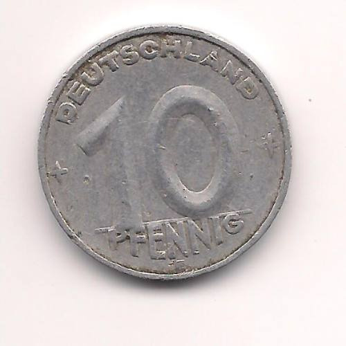 Moneda Alemana Oriental 10 Pfennig Año 1950 E Muy Buena-