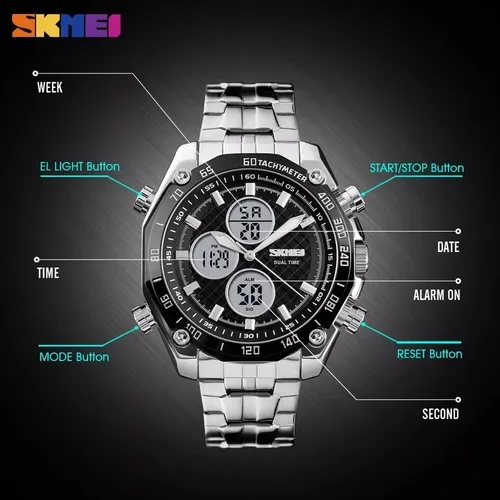 Rel gio Masculino Skmei 1302 Digital Luxo Casual Esporte Nf