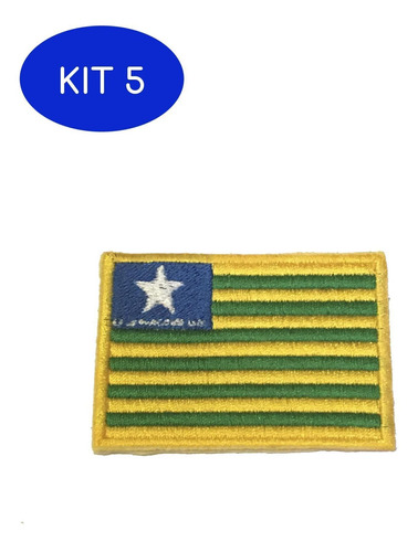 Kit 5 Patche Aplique Bordado Da Bandeira Do Estado Do Piauí