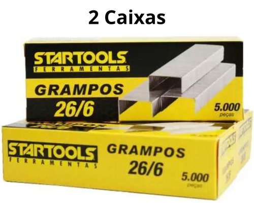 Grampo 26/6 Grampeador Aço C/10.000 Un Escritorio Kit 2 Cx