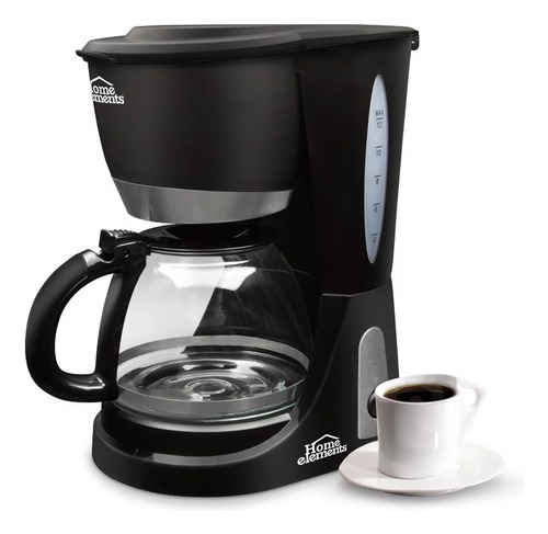 Cafetera Electrica 12 Tazas Mod He 7031 A Home Elements Color Negro 120V